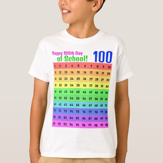 100日目のハッピーチャートカラフル（100日目） Tシャツ (正面)