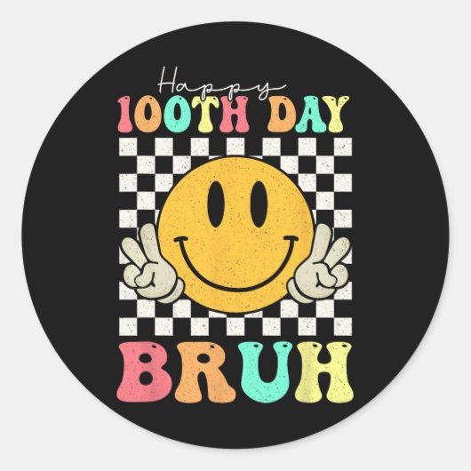 100日目のブラスマイル顔100学校の少年の日 ラウンドシール (正面)