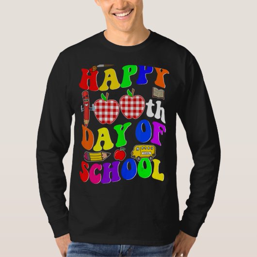 100日目の先生学生少年のための幸せ Tシャツ (正面)