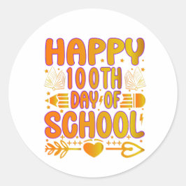 100日目の学校おめでとうステッカー 100日間賢く ラウンドシール