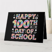 100日目の学校おめでとう タイダイ レインボー 100日 カード (正面)