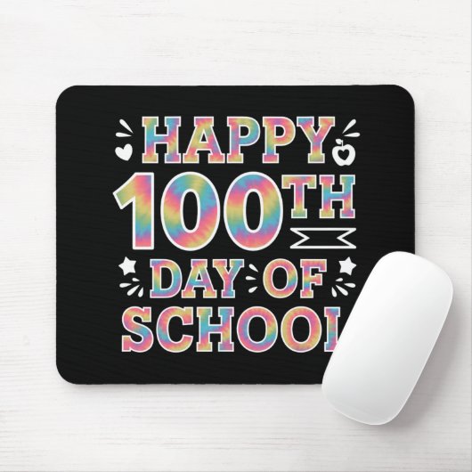 100日目の学校おめでとう タイダイ レインボー 100日 マウスパッド (マウス)