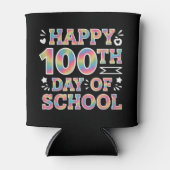 100日目の学校おめでとう タイダイ レインボー 100日 缶クーラー (正面)