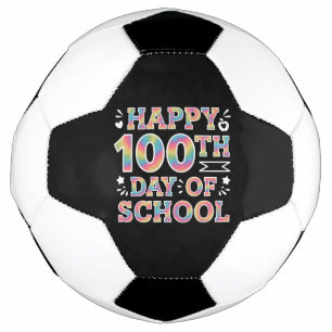 100日目の学校おめでとう タイ・ダイ・レインボー 100日 サッカーボール