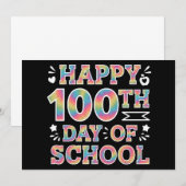 100日目の学校おめでとう タイ・ダイ レインボー 100日 招待状 (正面/裏面)