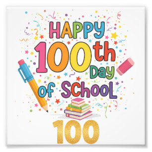 100日目の学校おめでとう フォトプリント           