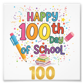 100日目の学校おめでとう フォトプリント           