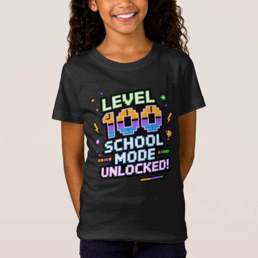 100日目の学校おめでとう！レベル100到達！ Tシャツ (正面)