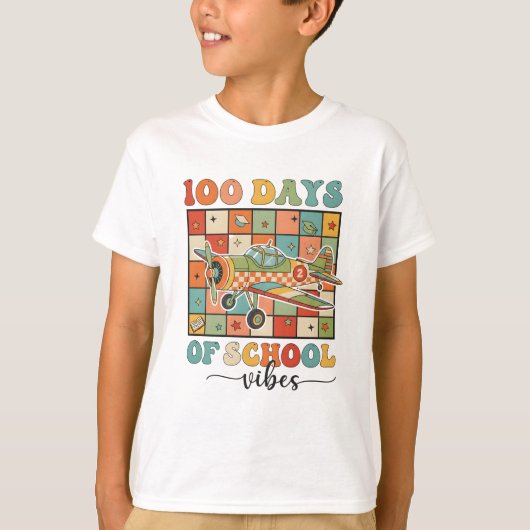 100日目の学校おめでとう ヴァイブス Tシャツ (正面)