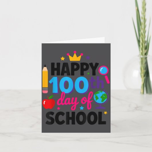 100日目の学校おめでとう!賢くなった先生 カード (正面)