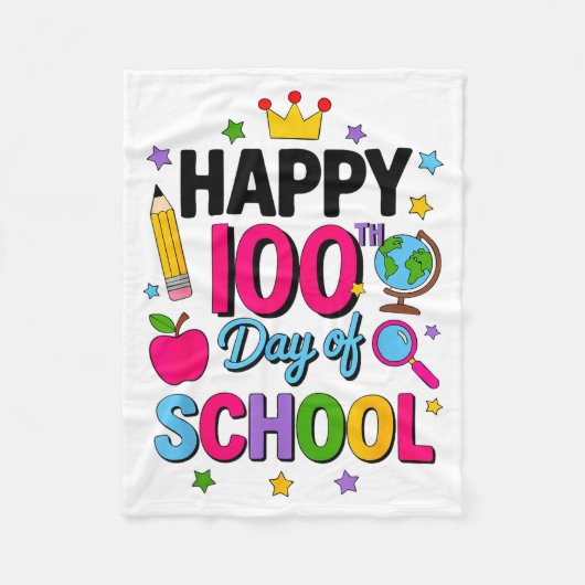 100日目の学校おめでとう!賢くなった先生 フリースブランケット (正面)