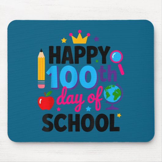 100日目の学校おめでとう!賢くなった先生 マウスパッド (正面)