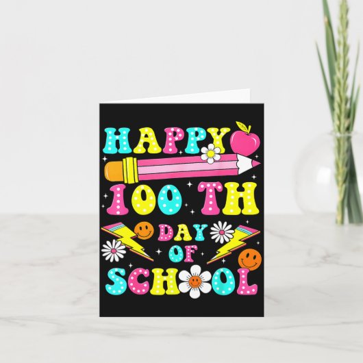 100日目の学校おめでとう 100日目の学校の先生 カード (正面)