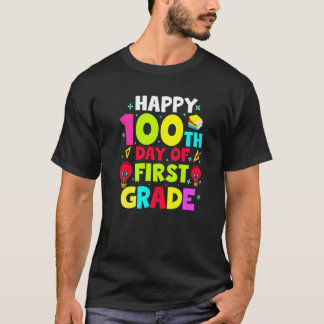 100日目の学校で幸せな子供たち先生生徒100日目 Tシャツ