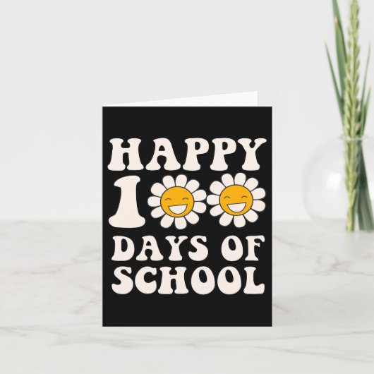 100日目の学校のレトロGroovyかわいいグラフィックス カード (正面)