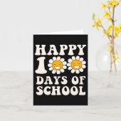 100日目の学校のレトロGroovyかわいいグラフィックス カード (黄色い花)