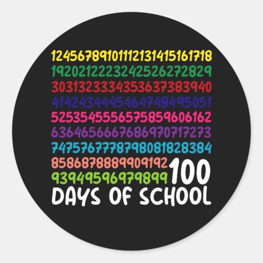 100日目の学校の先生キッズ 数学の数字 ラウンドシール (正面)