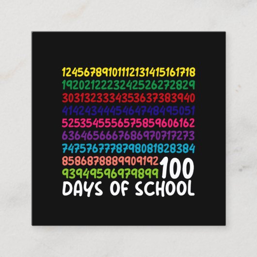 100日目の学校の先生キッズ 算数 数字 スクエア名刺 (正面)