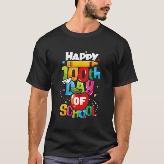 100日目の学校の先生 おめでとう Tシャツ (正面)