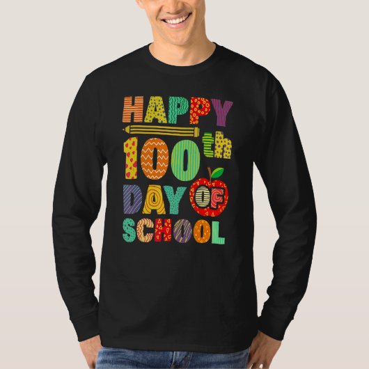 100日目の学校の先生 キッズ 子供 ハッピー 100 Tシャツ (正面)