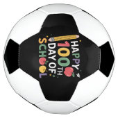 100日目の学校の先生 ハッピー100日おめでとう サッカーボール (回転)