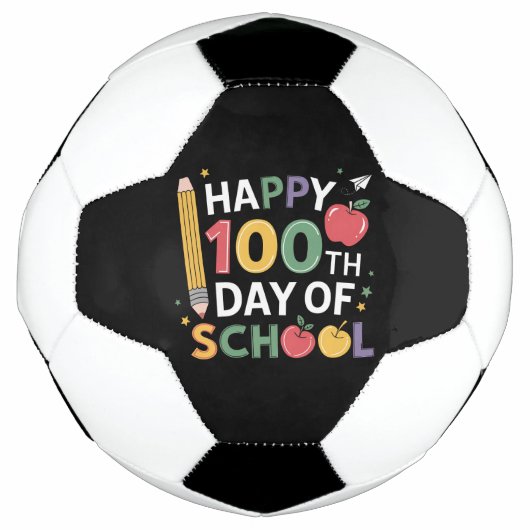 100日目の学校の先生 ハッピー100日おめでとう サッカーボール (正面)