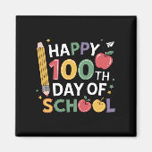 100日目の学校の先生 ハッピー100日おめでとう マグネット (正面)