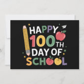 100日目の学校の先生 ハッピー100日おめでとう 招待状 (正面)