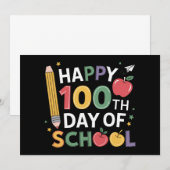 100日目の学校の先生 ハッピー100日おめでとう 招待状 (正面/裏面)