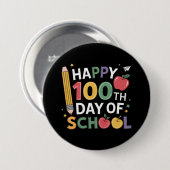 100日目の学校の先生 ハッピー100日おめでとう 缶バッジ (正面&裏面)