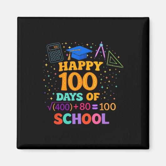 100日目の学校の先生 100日目の数学の公式 マグネット (正面)