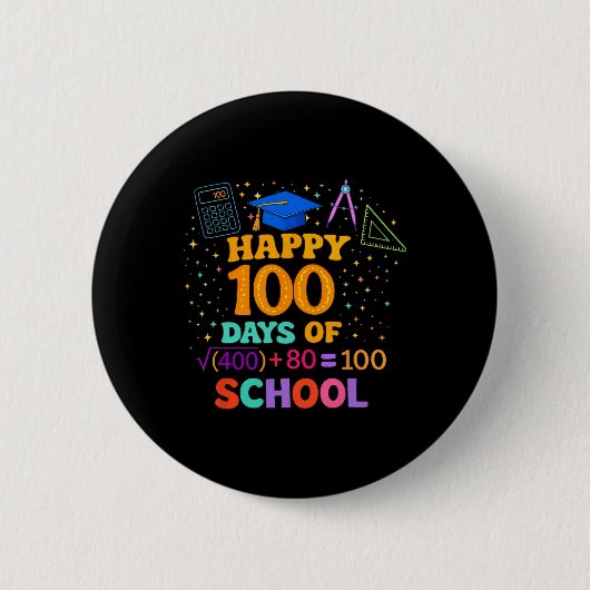 100日目の学校の先生 100日目の数学の公式 缶バッジ (正面)