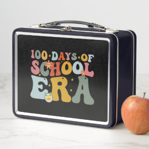 100日目の学校の時代グルービー先生子供 メタルランチボックス