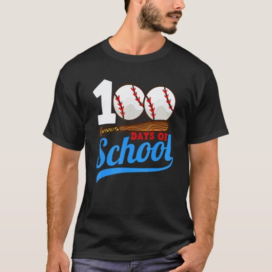 100日目の学校の服 100日目の野球の先生 Tシャツ (正面)