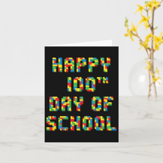 100日目の学校の構築ブロック先生子供 カード (黄色い花)