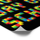 100日目の学校の構築ブロック先生子供 ポスター (角)