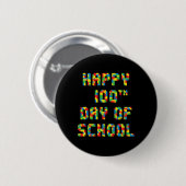 100日目の学校の構築ブロック先生子供 缶バッジ (正面&裏面)