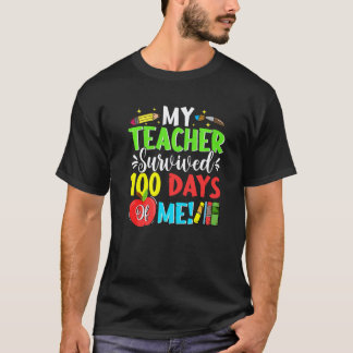 100日目の学校の生徒 私の先生は100日生き残った Tシャツ