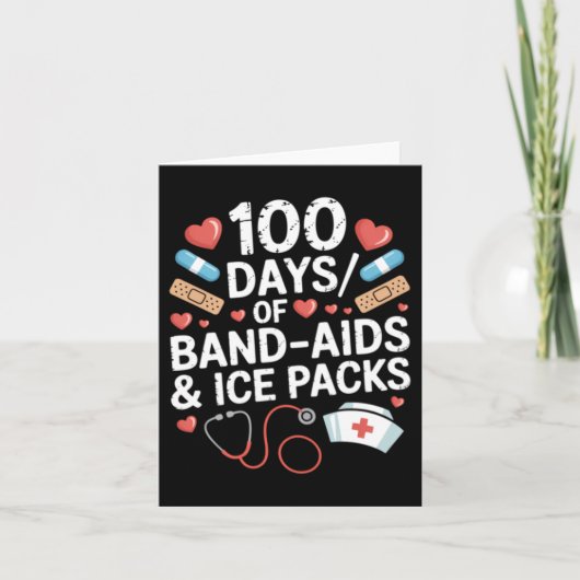 100日目の学校の看護師 100日バンドエイド 学生 カード (正面)