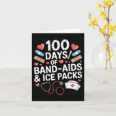 100日目の学校の看護師 100日バンドエイド 学生 カード (黄色い花)