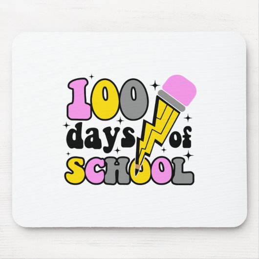100日目の学校の稲妻の鉛筆の先生 マウスパッド (正面)