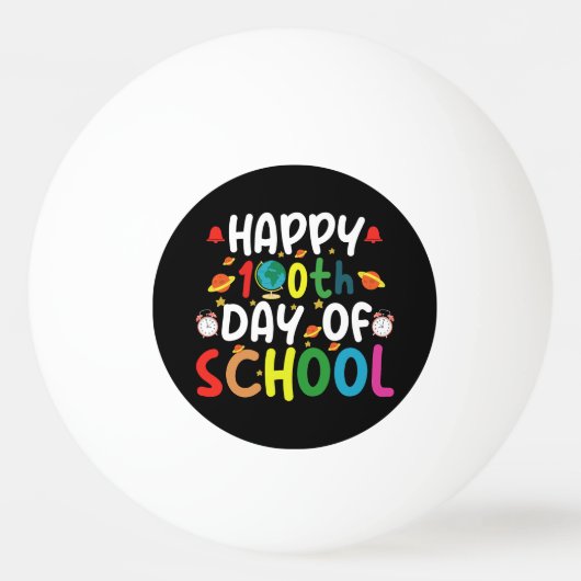 100日目の学校をお祝いする先生と生徒 卓球ボール (正面)