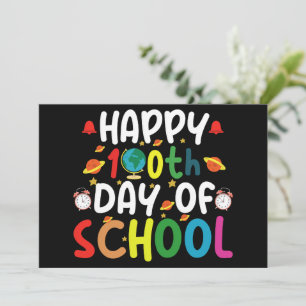 100日目の学校をお祝いする先生と生徒 招待状