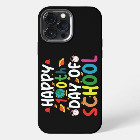 100日目の学校をお祝いする先生と生徒 iPhoneケース (裏面)