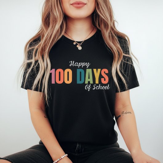 100日目の学校をお祝いする先生 トライブレンドＴシャツ