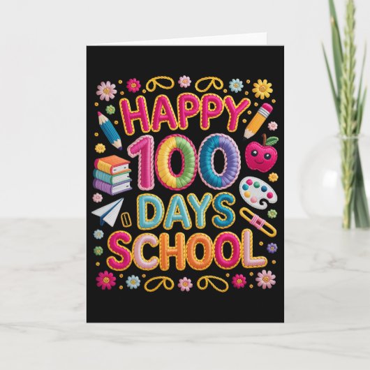 100日目の学校をお祝い 100日間の学校の先生 カード (正面)