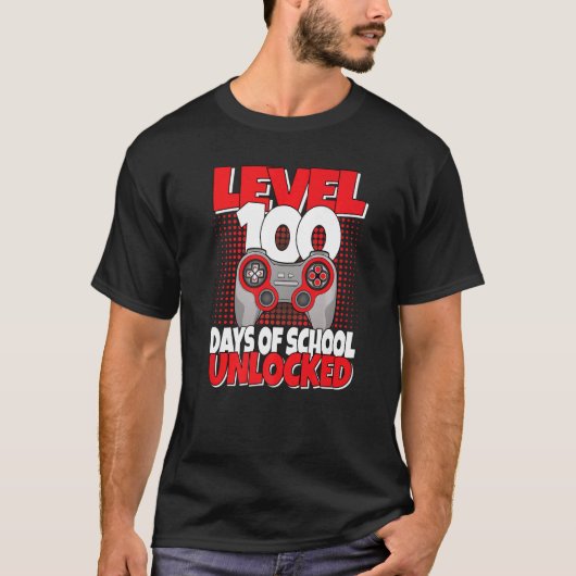 100日目の学校をアンロック 学校100日目おめでとう Tシャツ (正面)