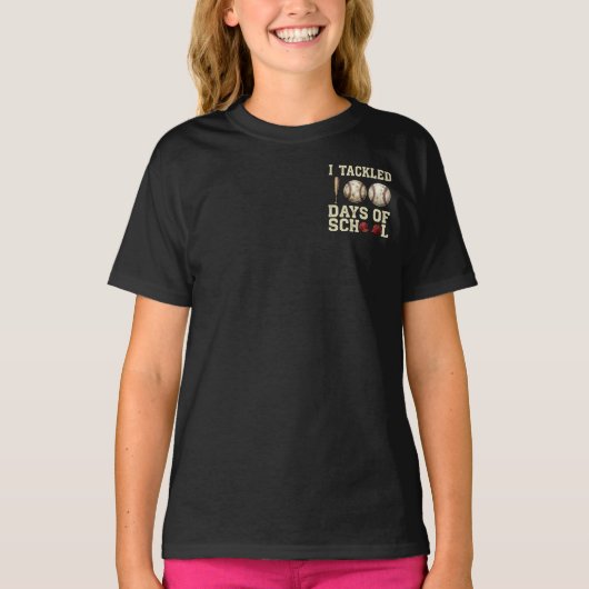 100日目の学校をクリアしたよ 野球デザイン Tシャツ (正面)