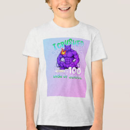 100日目の学校をクリアしたよ - 面白いネコ トライブレンドＴシャツ