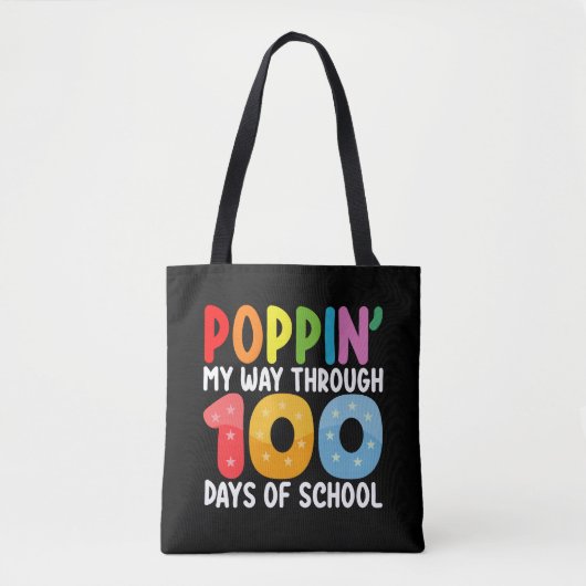 100日目の学校をポッピンで駆け抜ける トートバッグ (正面)